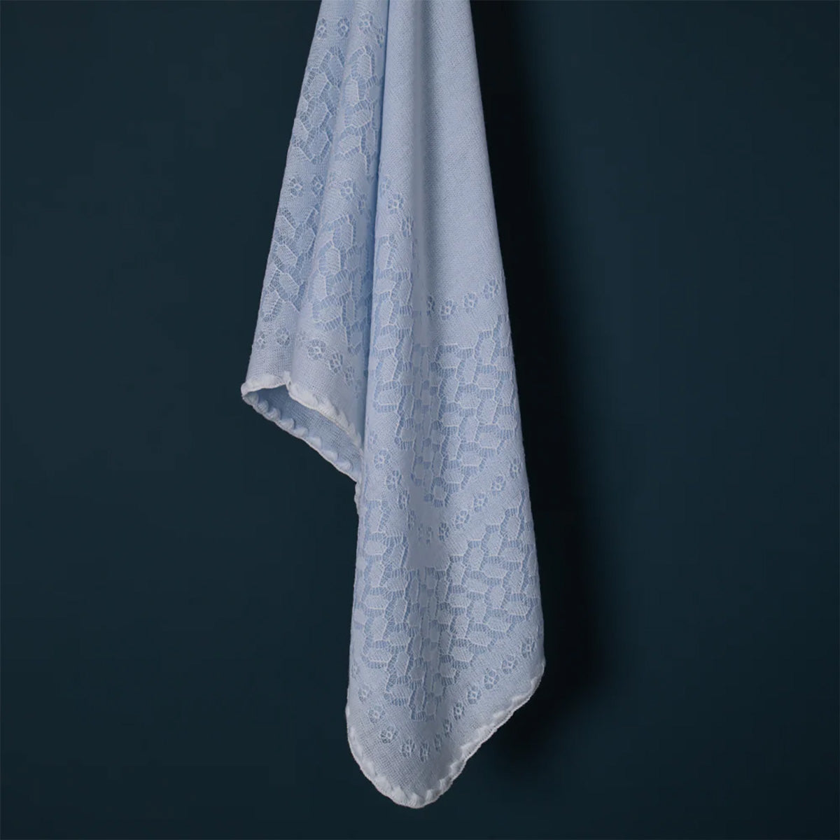 Leaves and Flowers Baby Shawl in Blue