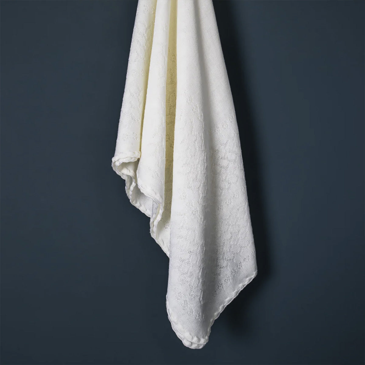 Leaves and Flowers Baby Shawl in Ivory White