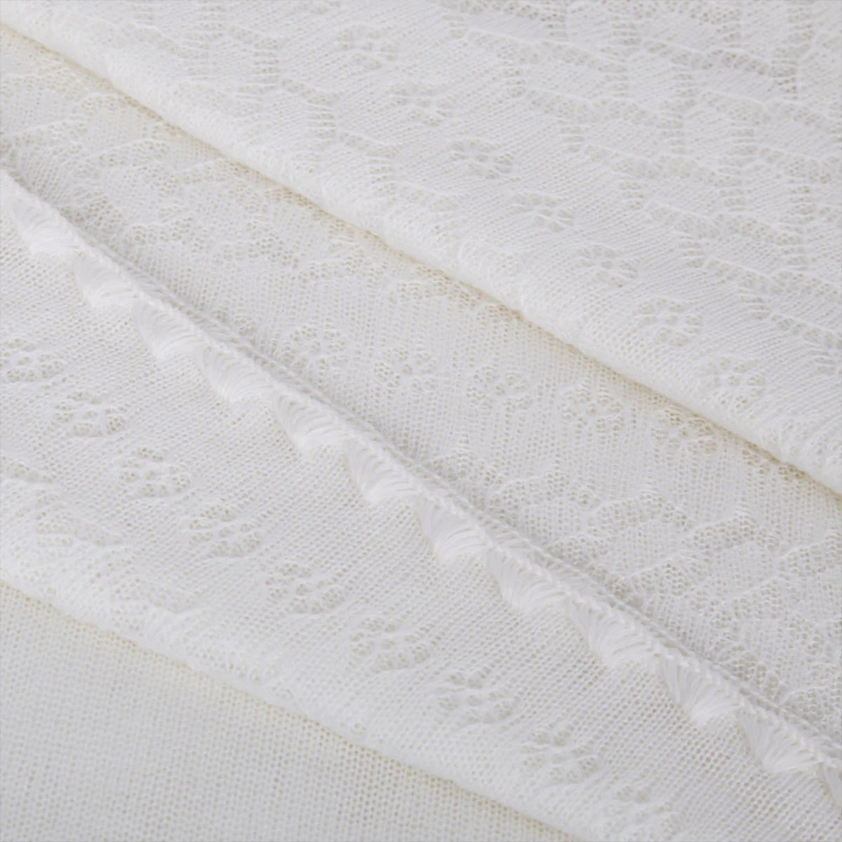 Leaves and Flowers Baby Shawl in Ivory White Detail