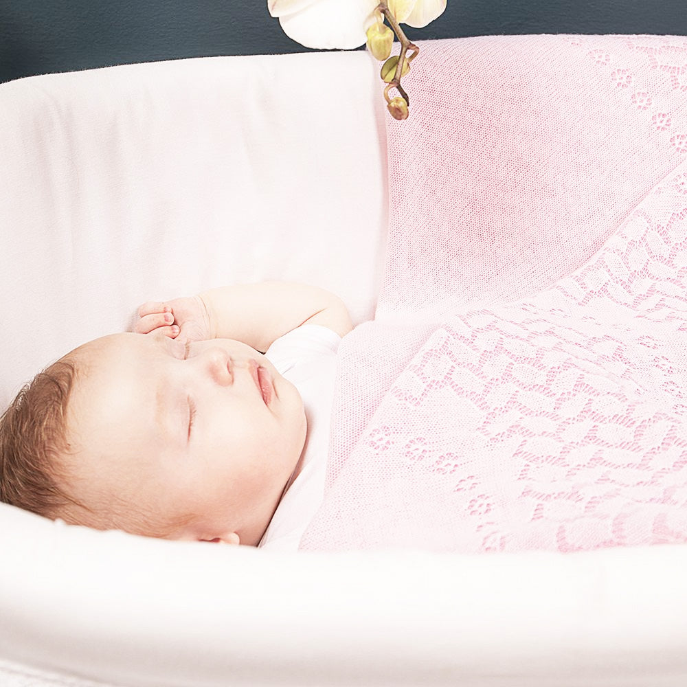 Leaves and Flowers Pink Baby Shawl