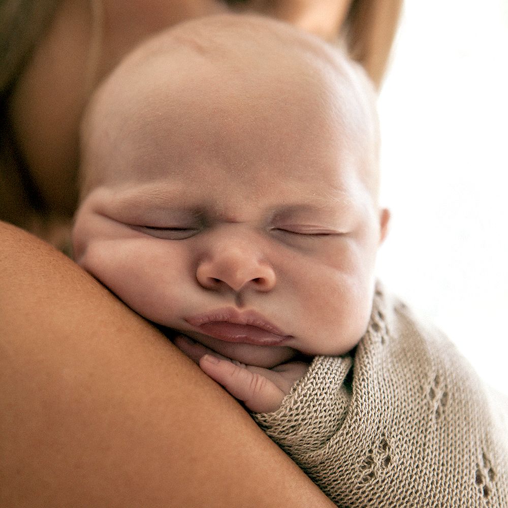 Lightweight Patchwork Baby Shawl in Porridge