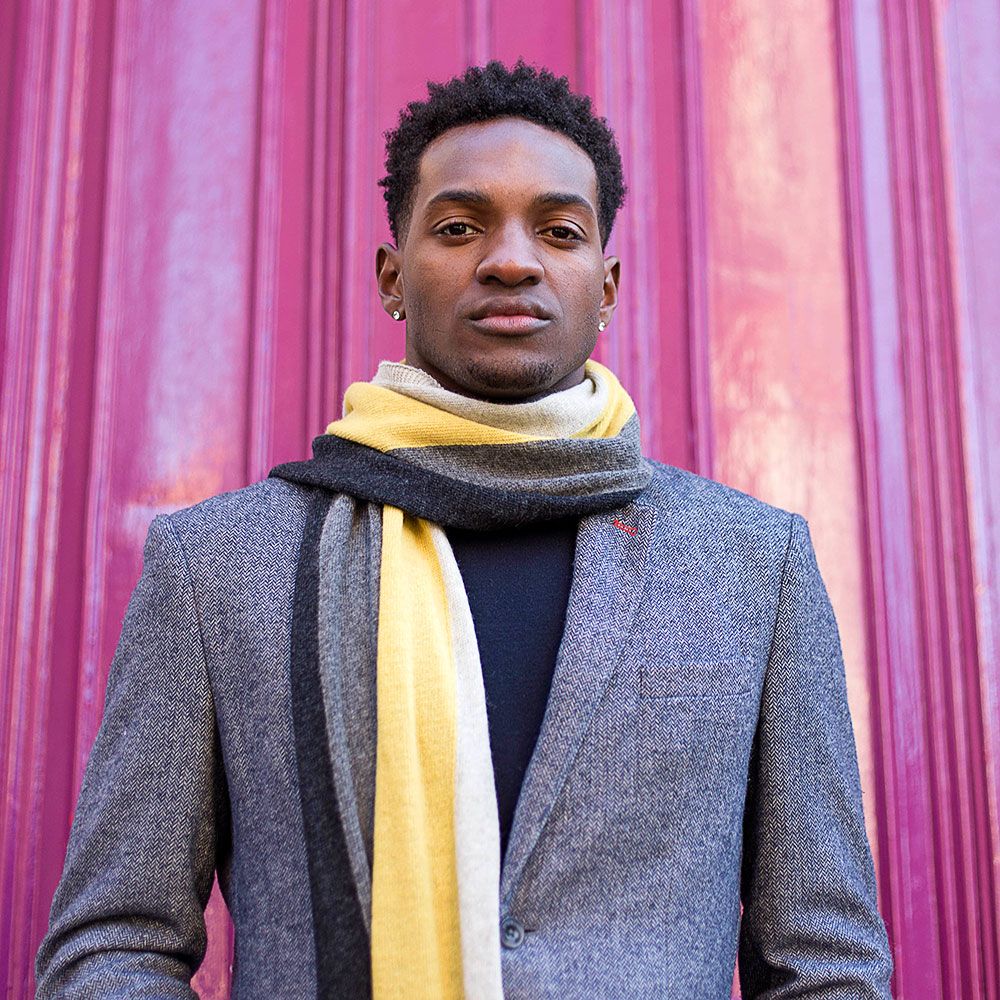 Lambswool Block Stripe Scarf in Brass