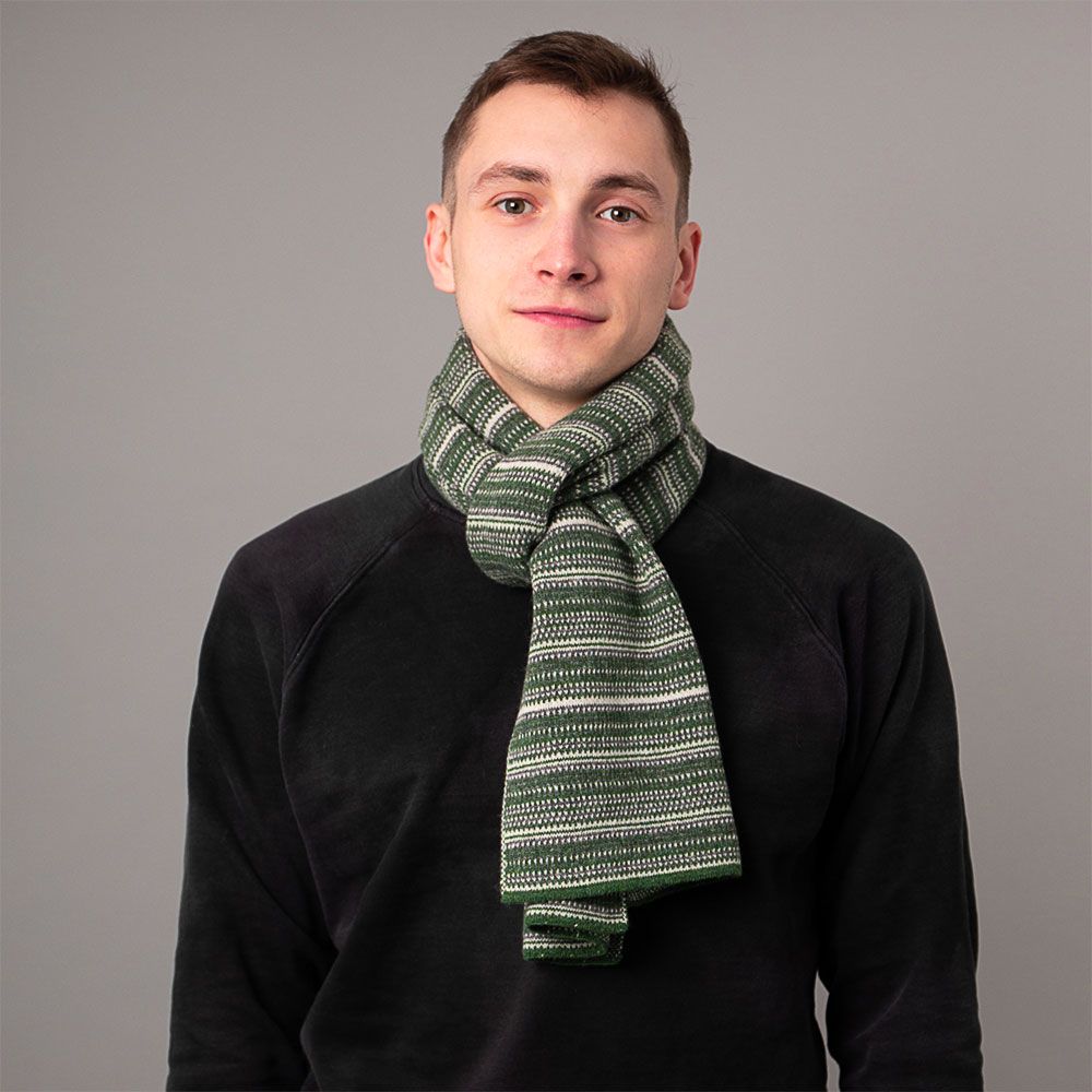 The Burghley Tweed Jacquard Scarf Moss