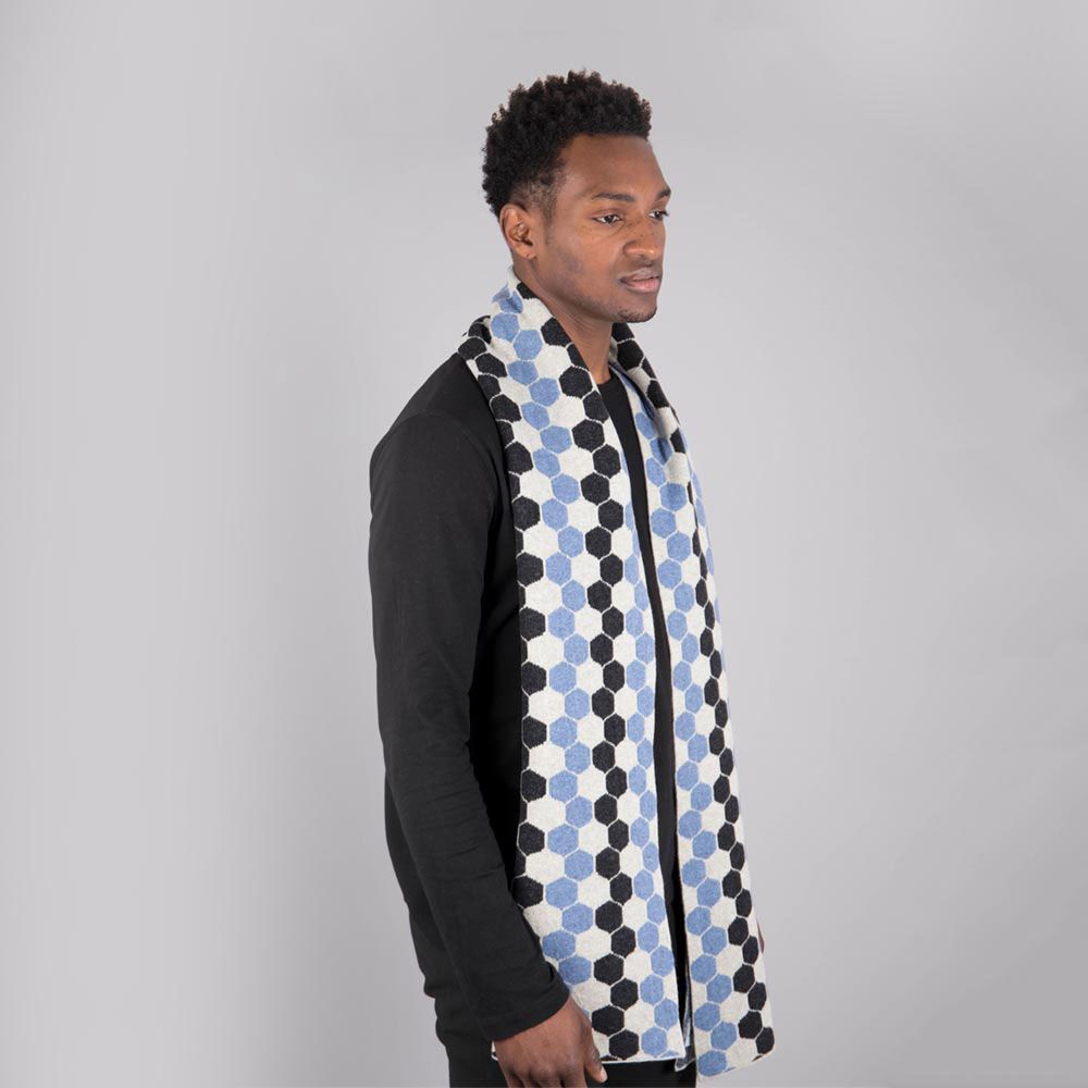 Lambswool Hexagon Scarf in Jeans Blue