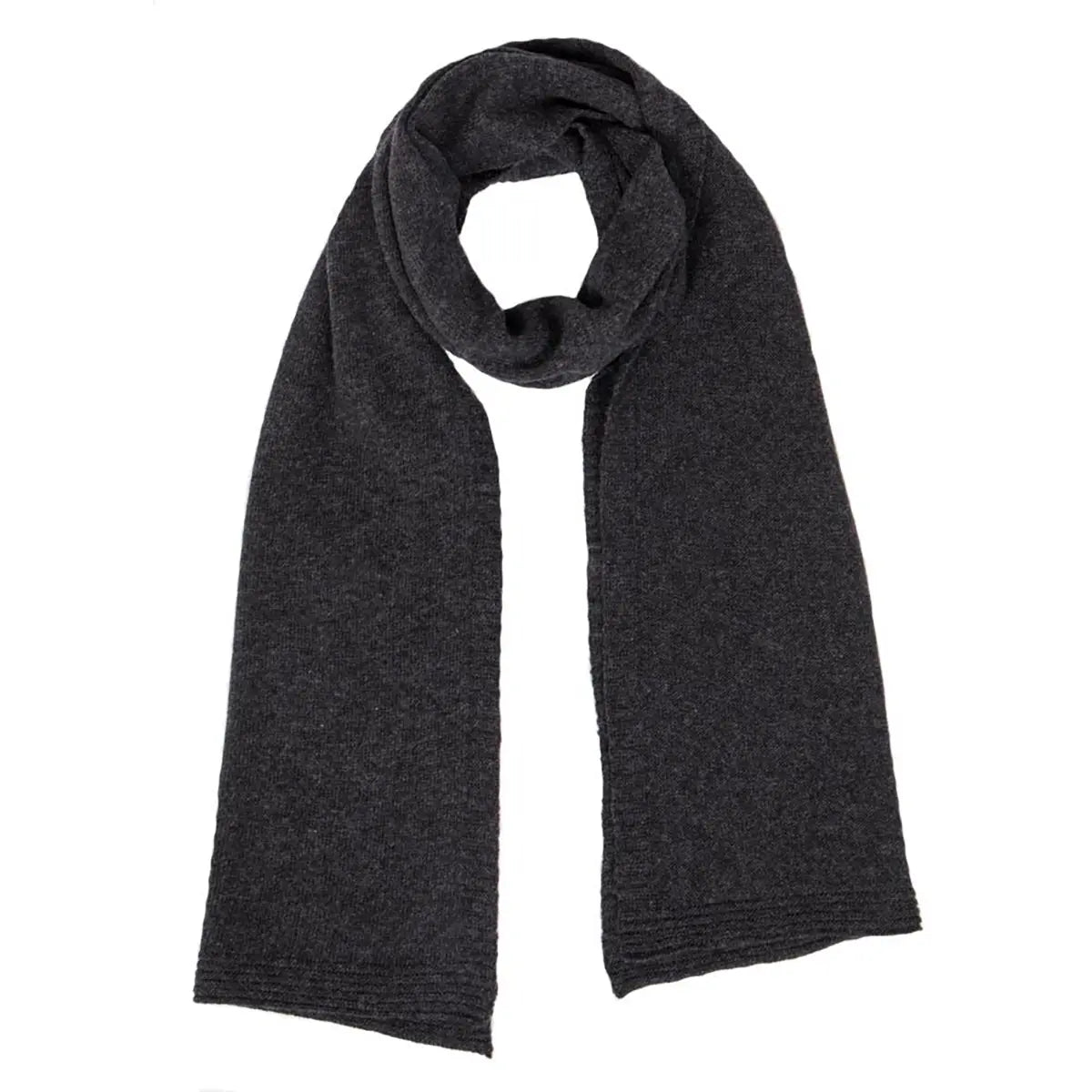 Lambswool Plain Knit Scarf in Charcoal