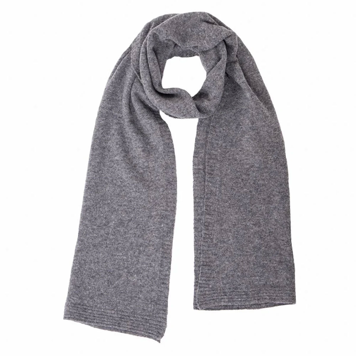 Lambswool Plain Knit Scarf in Derby Grey