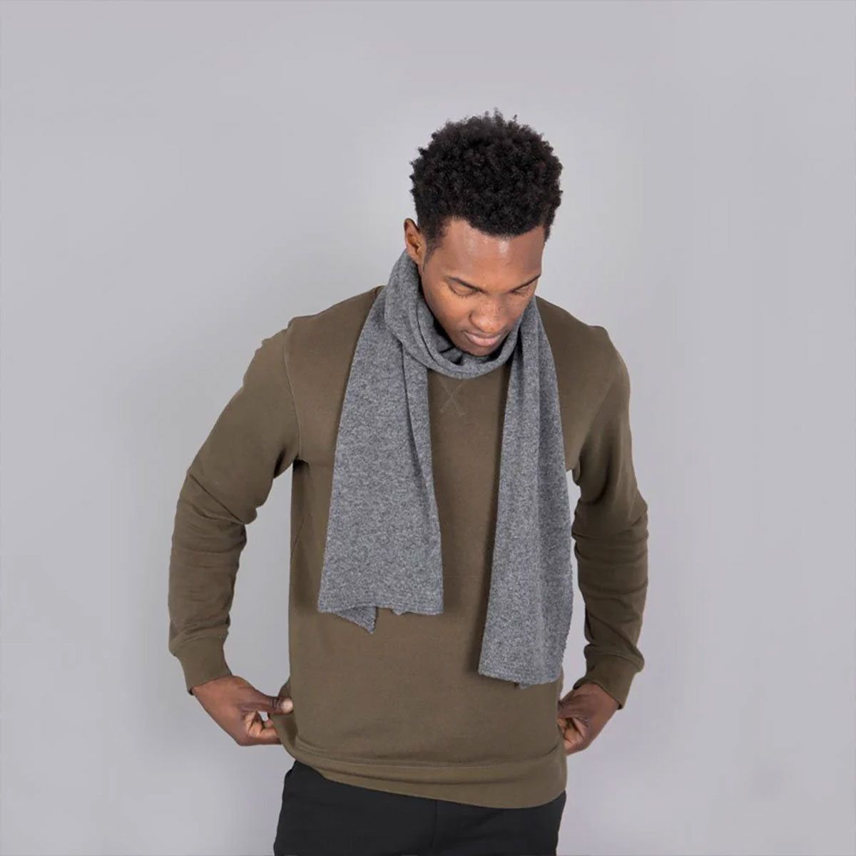 Lambswool Plain Knit Scarf in Derby