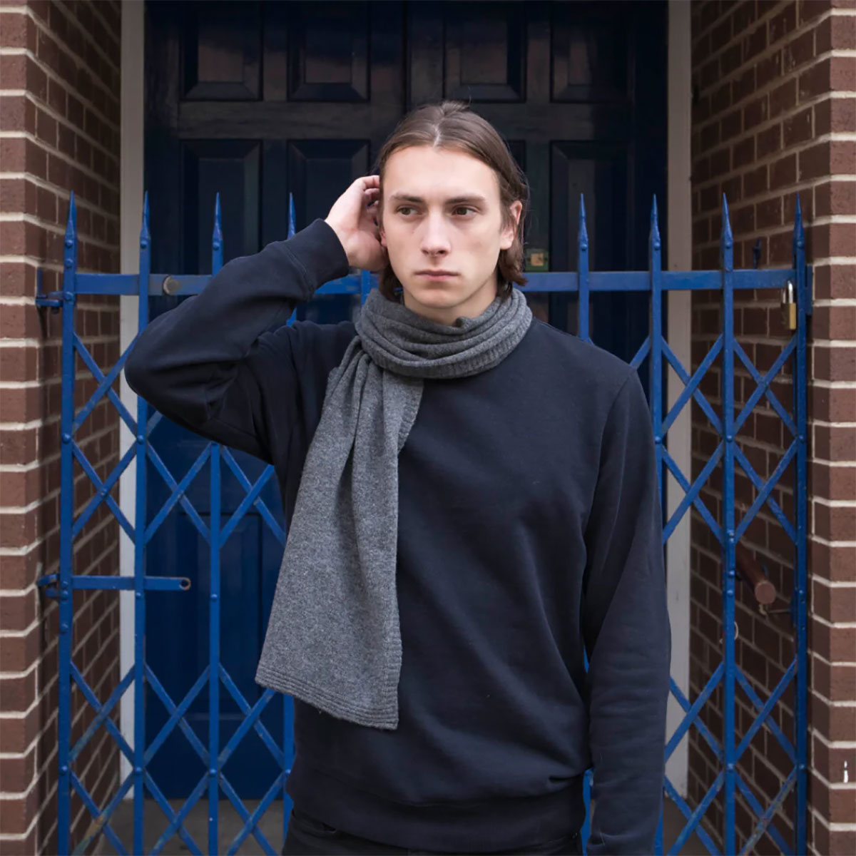 Lambswool Plain Knit Scarf in Derby