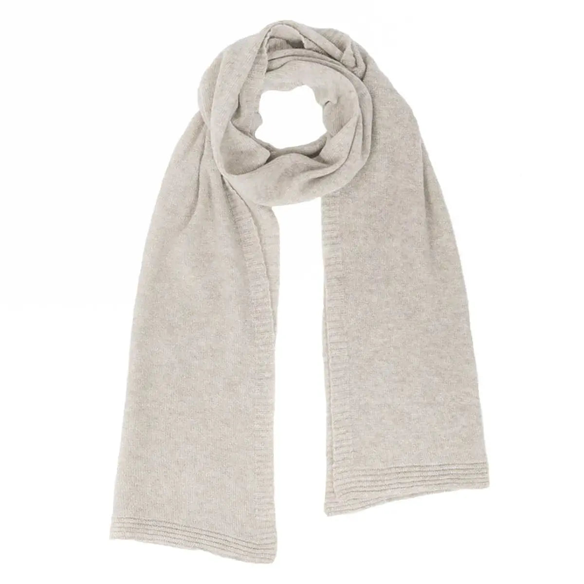 Lambswool Plain Knit Scarf in Silver Birch