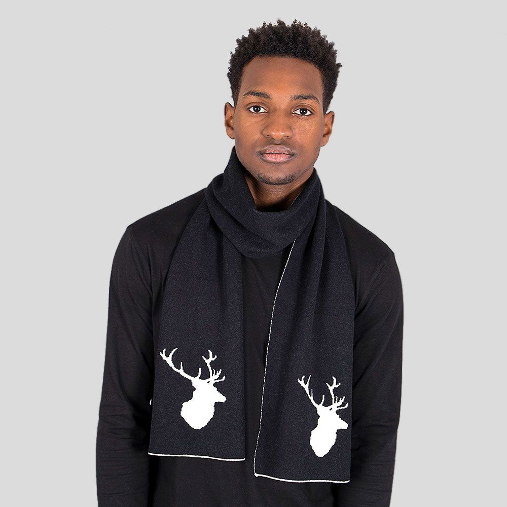 Men's Stag Scarf in Black