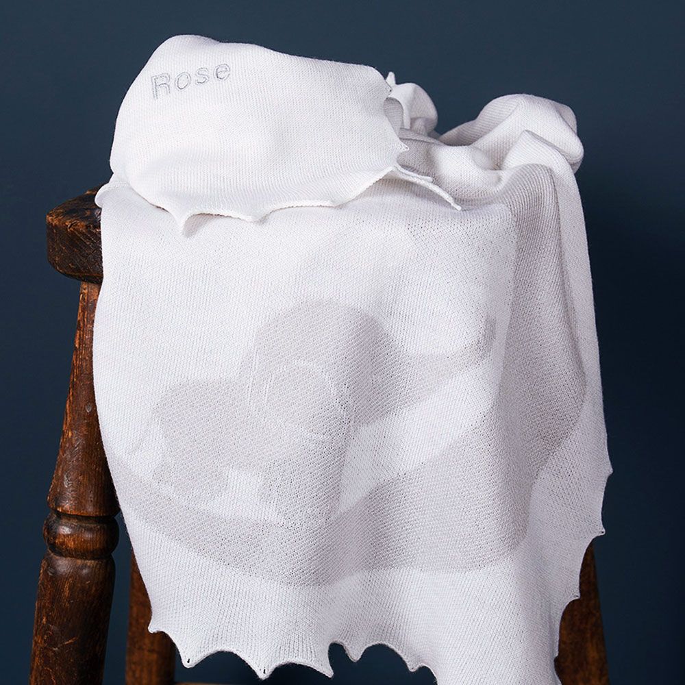 Personalised Baby Elephant Shawl in Grey