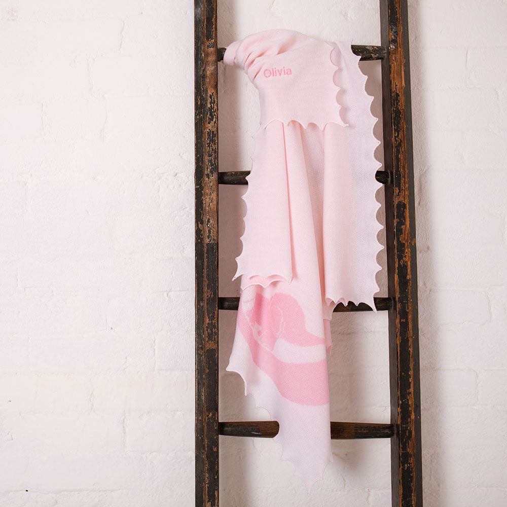 Personalised Baby Elephant Shawl in Pink