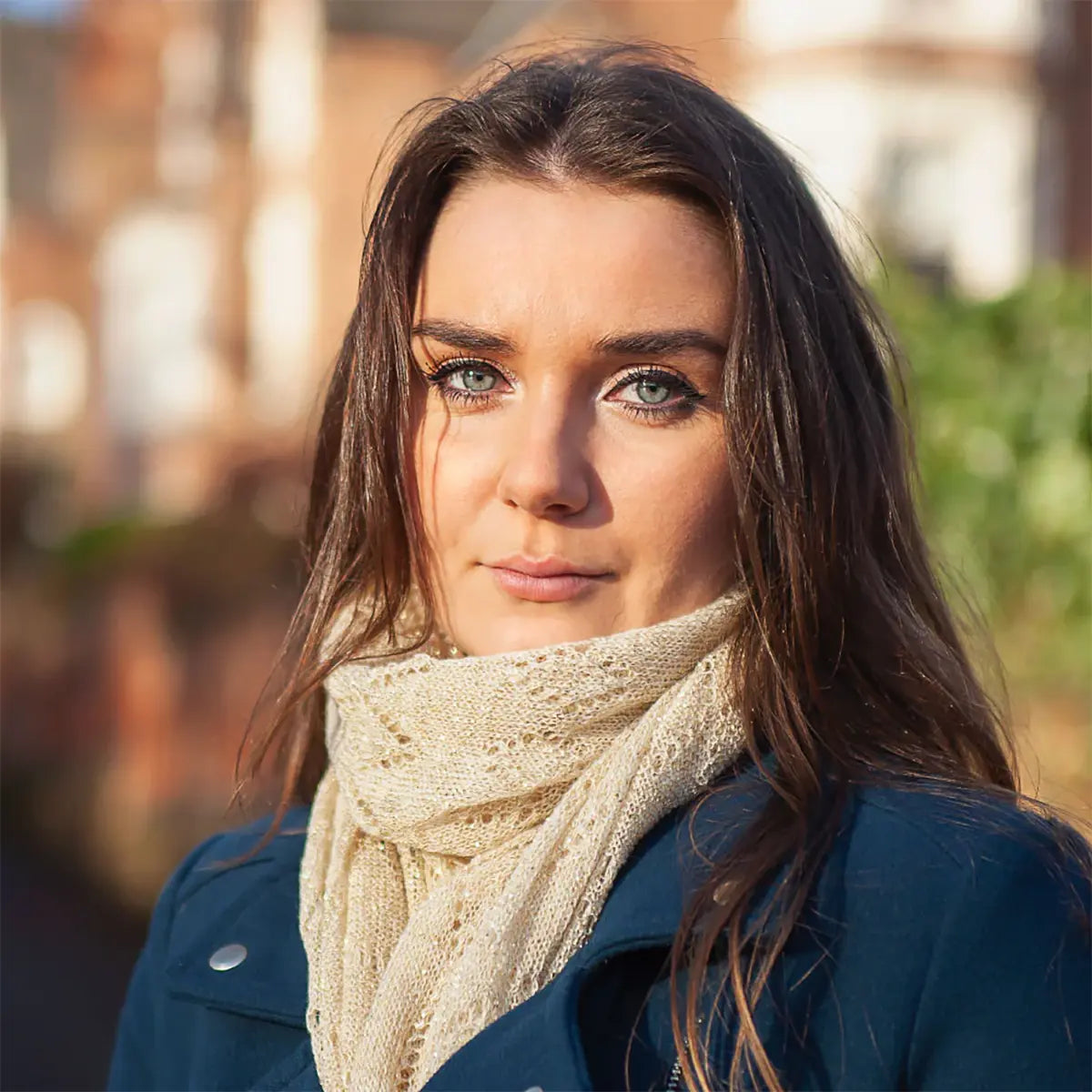 Pretty Wool Glitter Stole in Natural and Gold