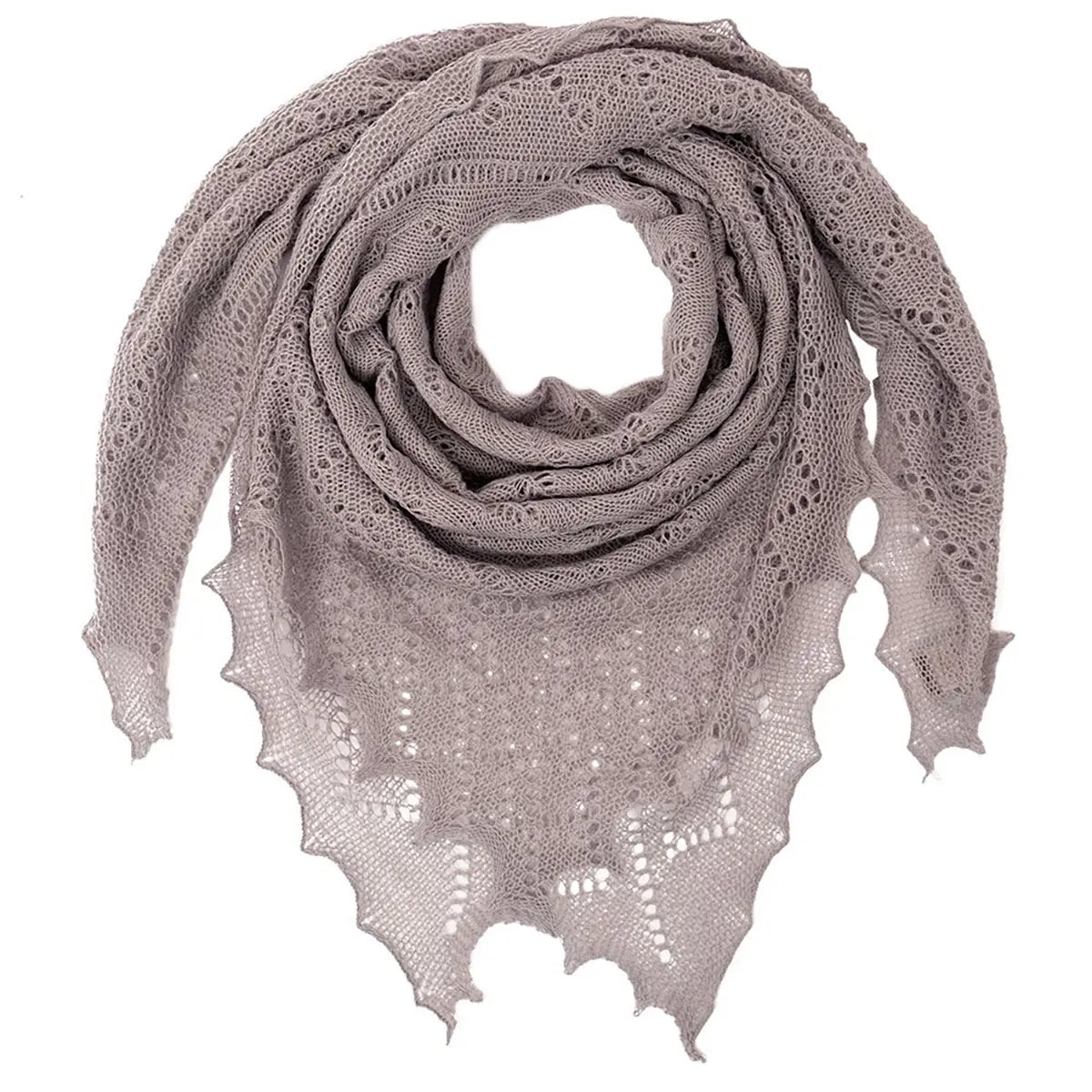 Classic Shetland Style Merino Wool Shawl in Grey