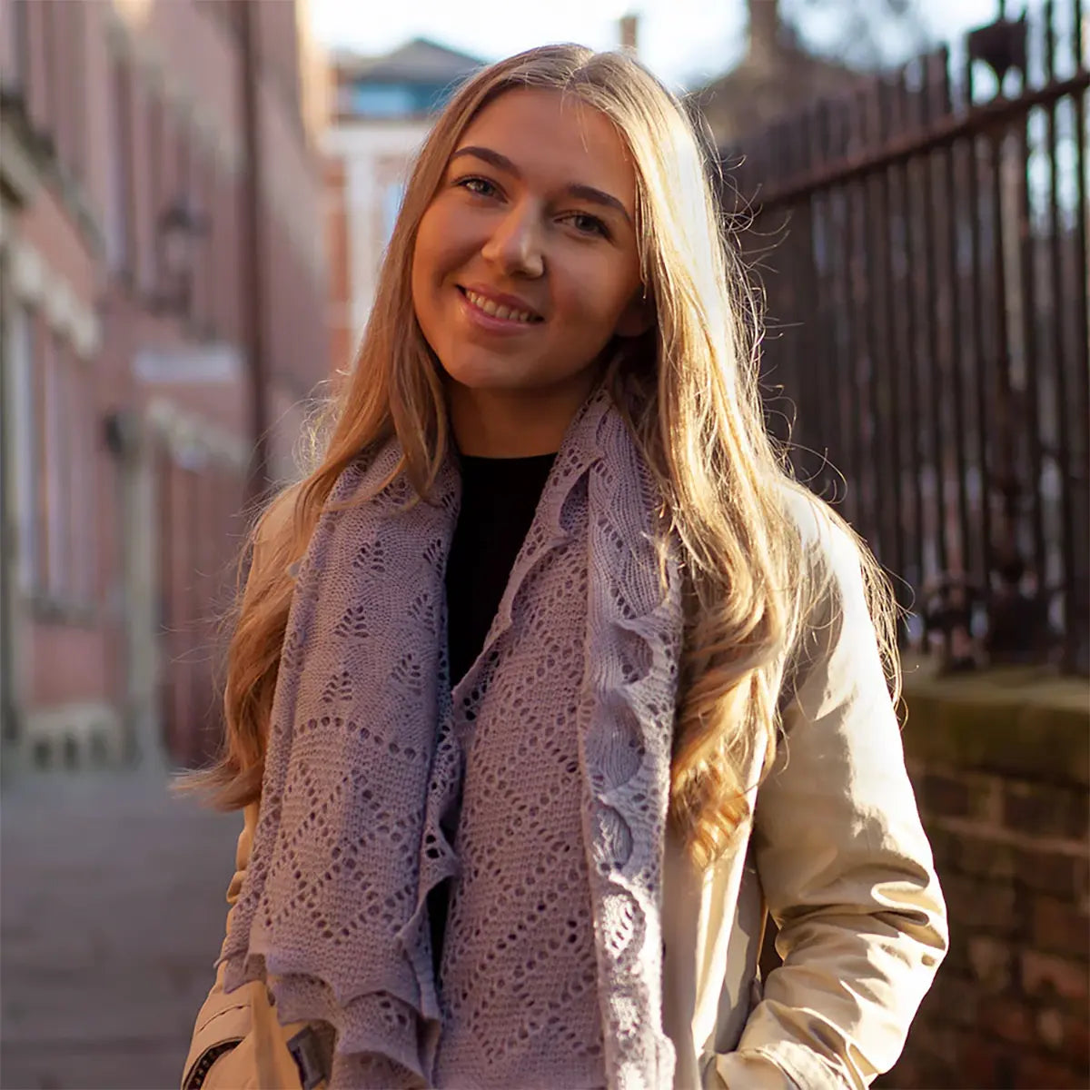 Classic Shetland Style Merino Wool Shawl in Grey