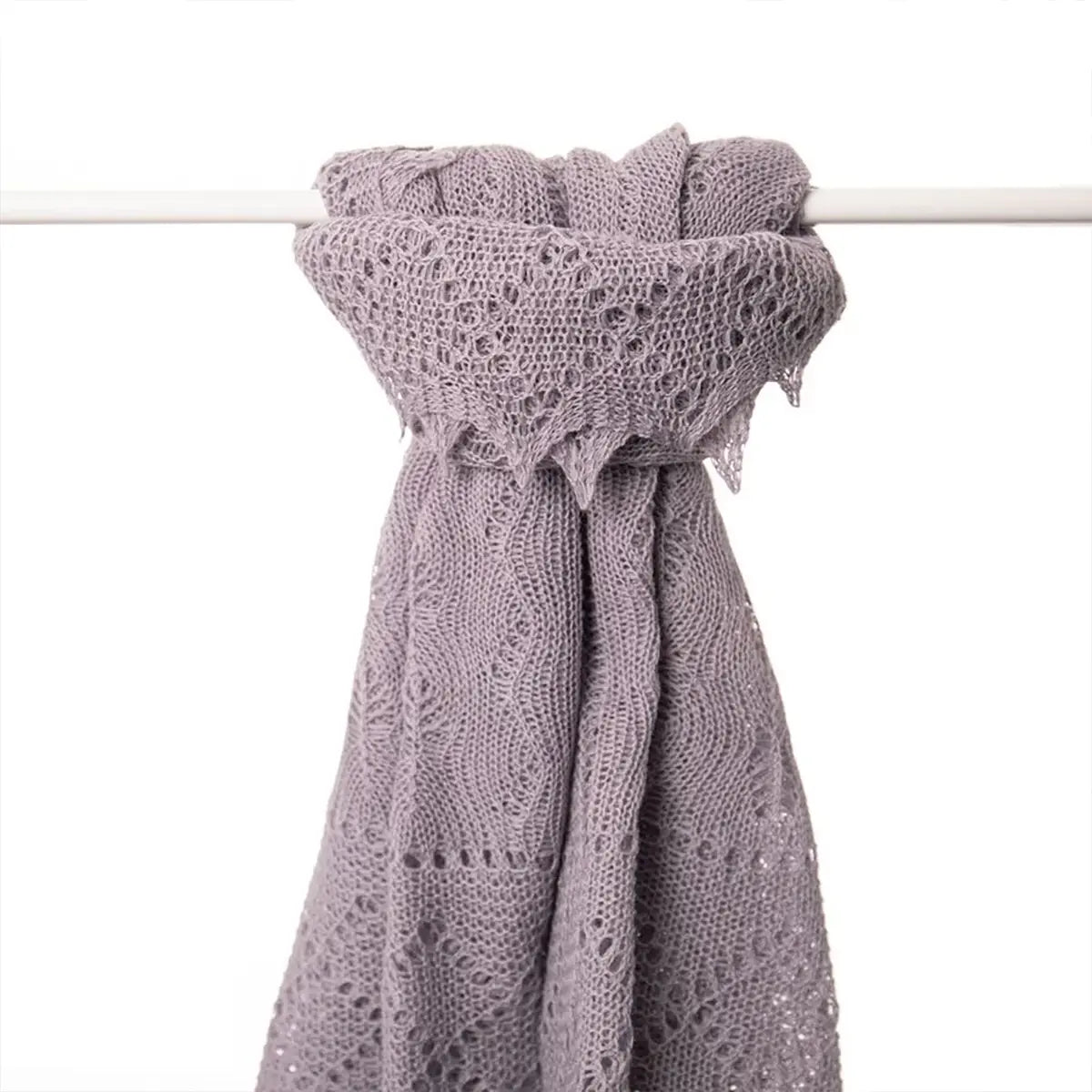 Classic Shetland Style Merino Wool Shawl in Grey