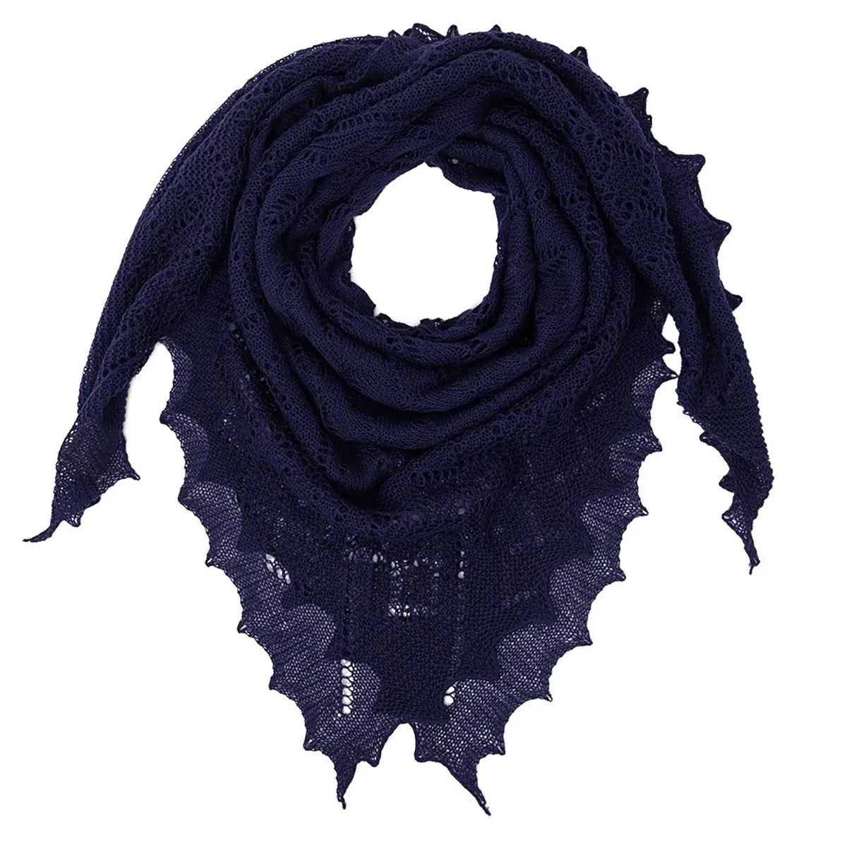 Classic Shetland Style Merino Wool Shawl in Navy