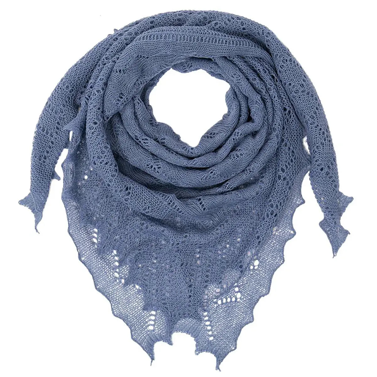 Classic Shetland Style Merino Wool Shawl in Slate Blue