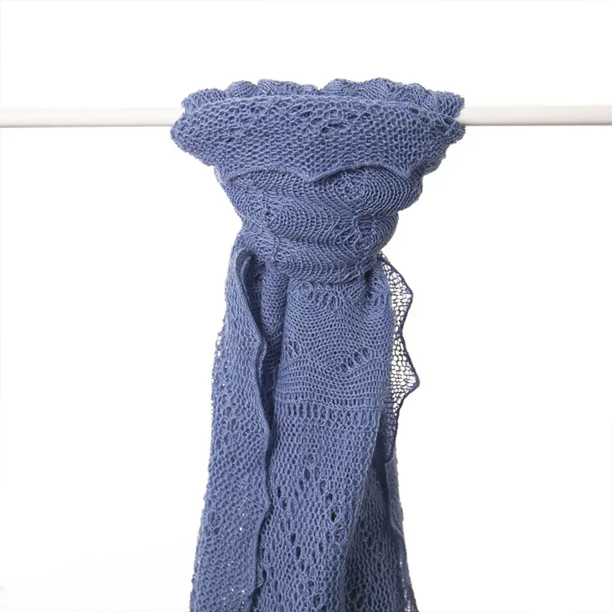 Classic Shetland Style Merino Wool Shawl in Slate Blue