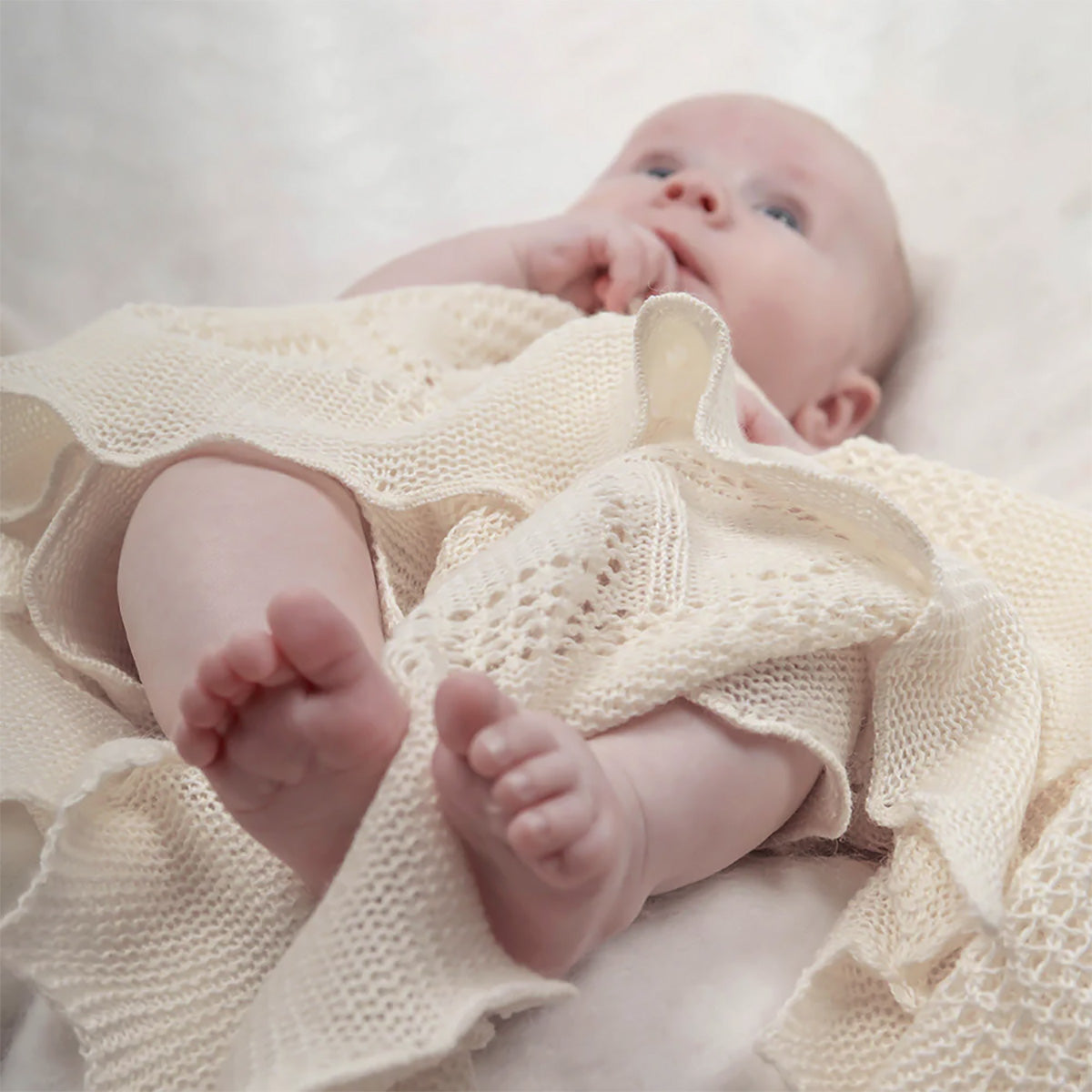 Teddy Alphabet Baby Shawl - Cream