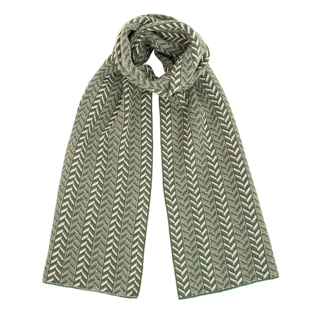 The Badminton Geometric Chevron Scarf in Moss