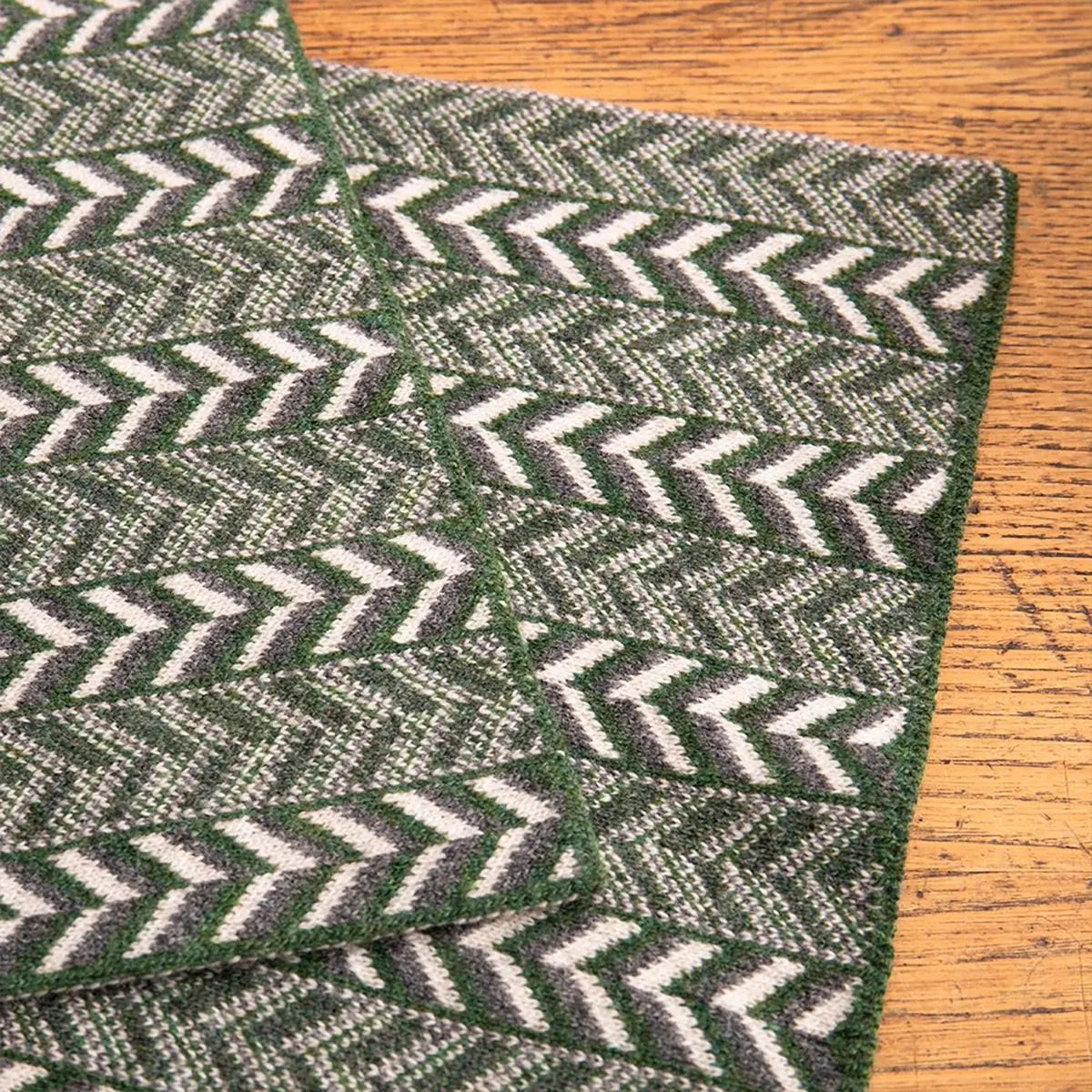 The Badminton Geometric Chevron Scarf in Moss