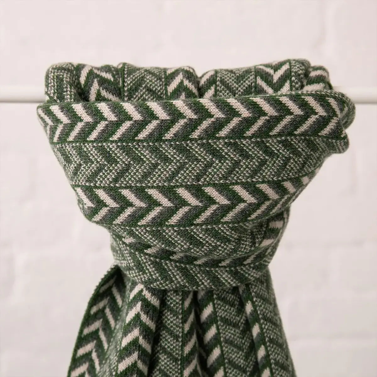 The Badminton Geometric Chevron Scarf in Moss