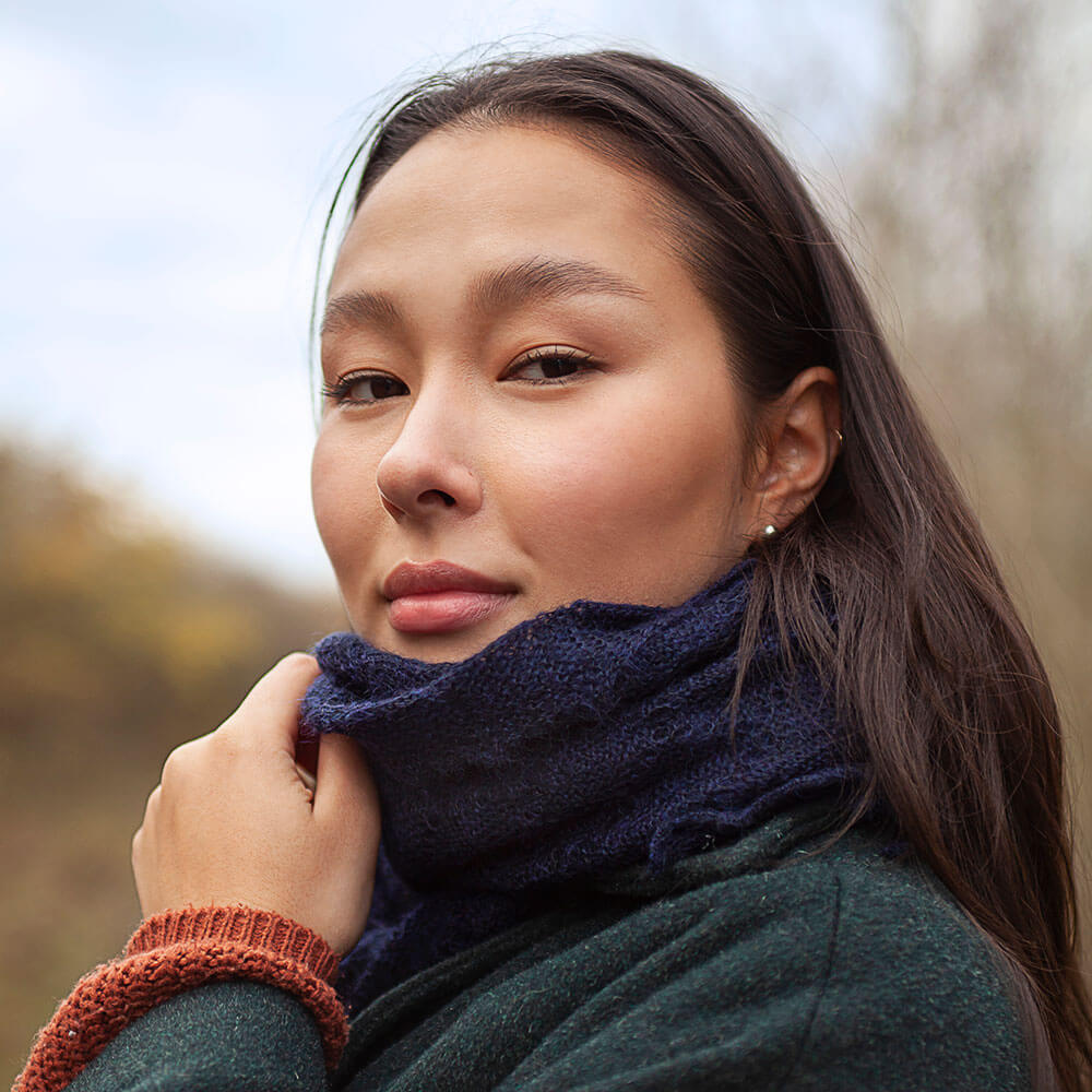 The Belton - Mohair Lace Scarf- Navy