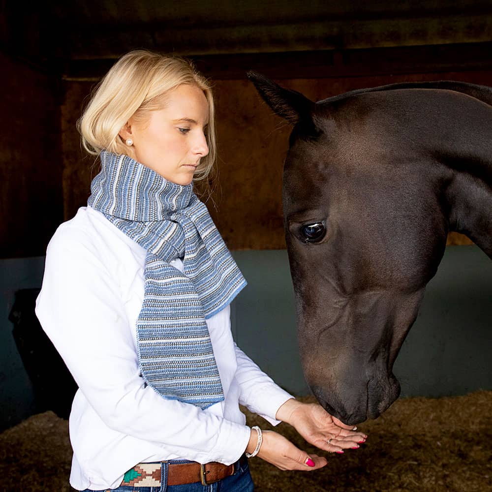 The Burghley - Tweed Jacquard Scarf - Jeans Blue