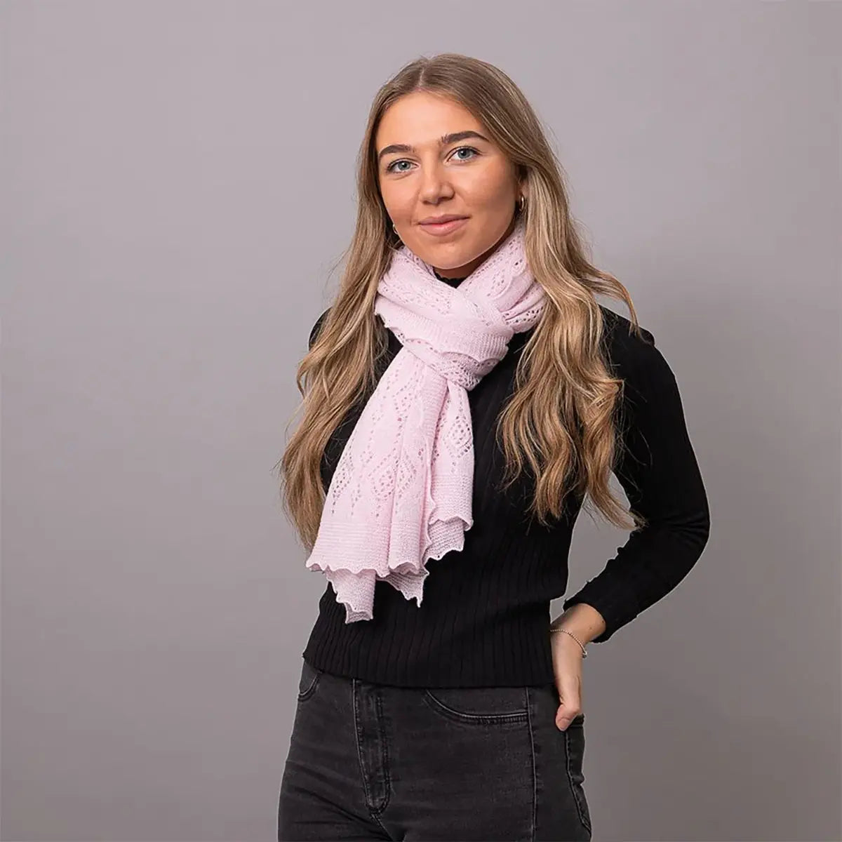 Jewel Cashmere Scarf in Pale Pink