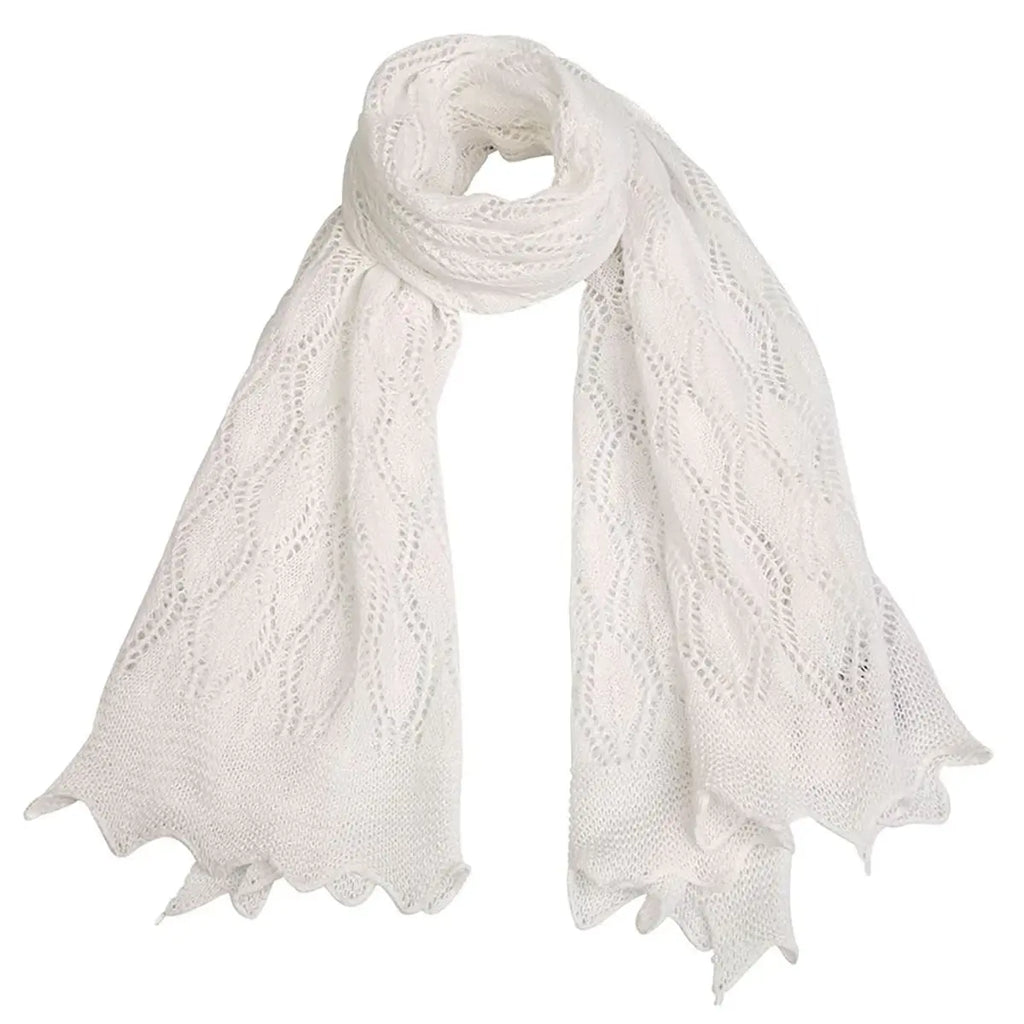 Women's White Cotton Lace Knit Scarf – G.H.Hurt & Son