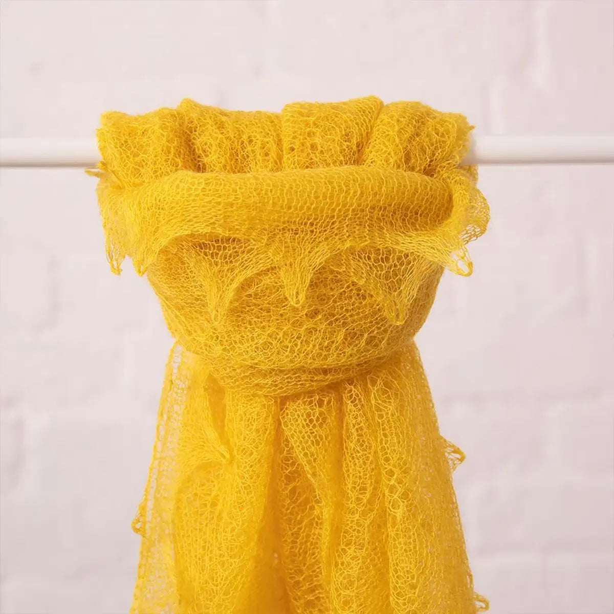 Diamond Lacy Mohair Shawl in Straw Detail