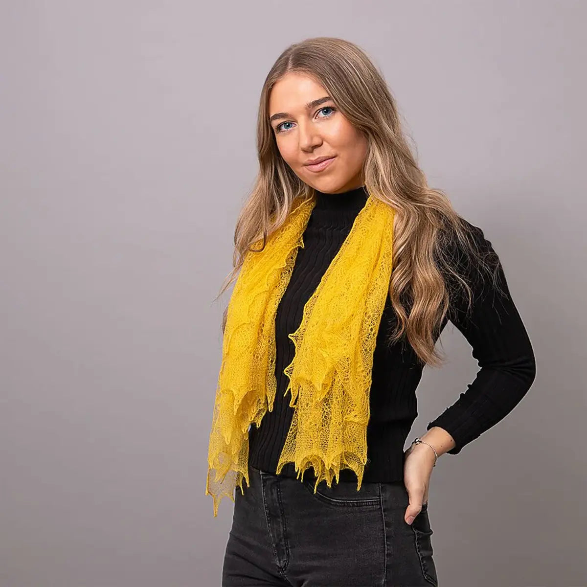 Diamond Lacy Mohair Shawl in Straw