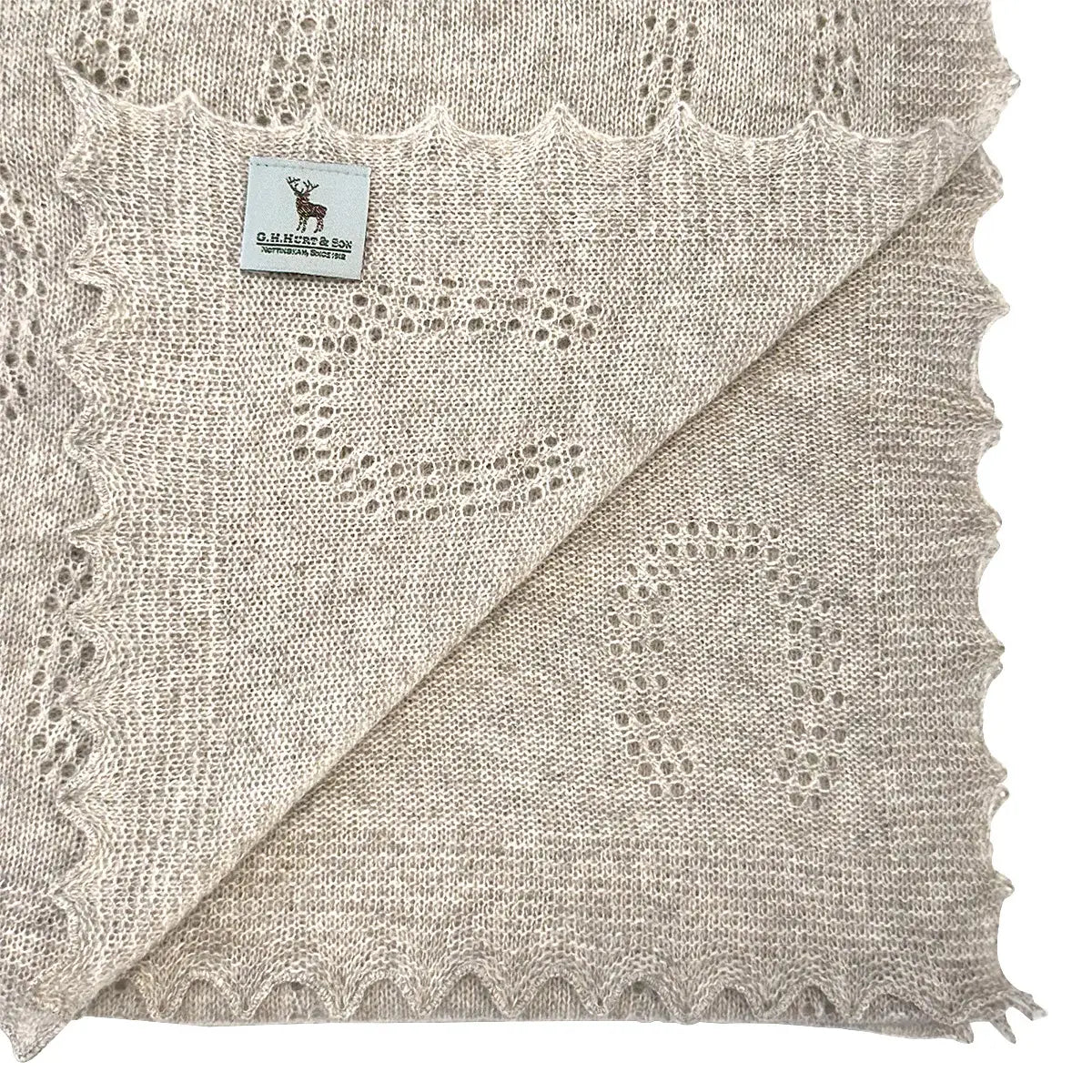 Horseshoe Lambswool Scarf in Edelweiss