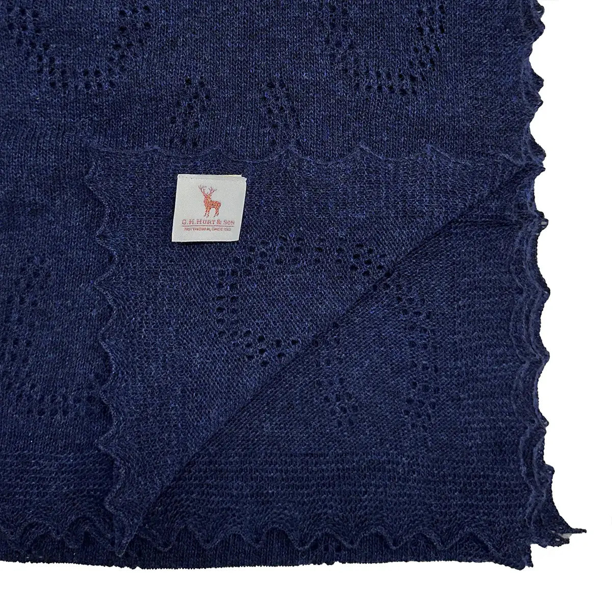 Horseshoe Lambswool Scarf in Navy