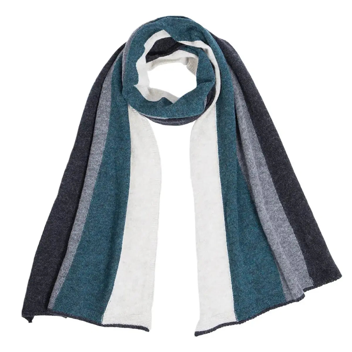 Ladies Lambswool Block Stripe Scarf in Burnt Lugano