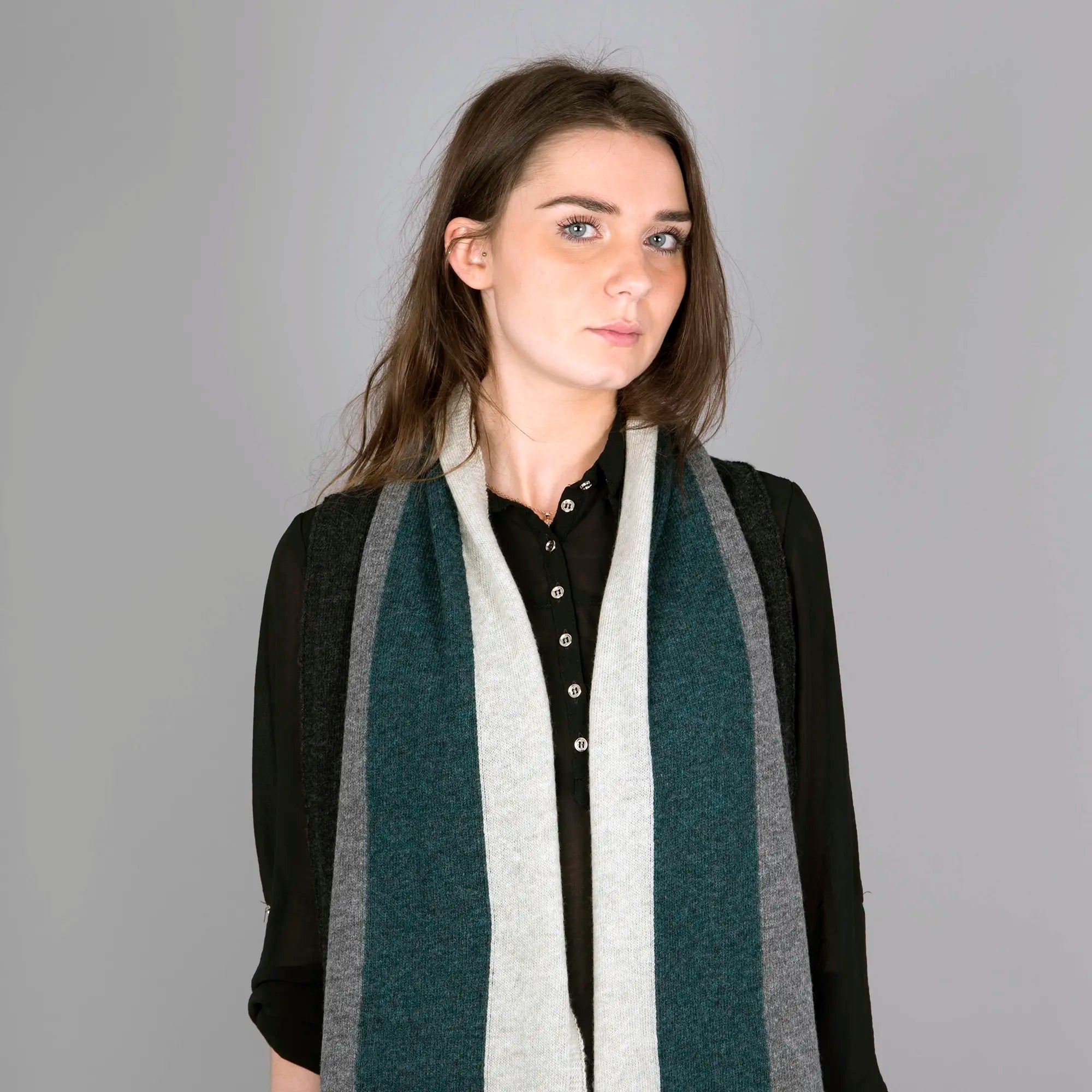 Ladies Lambswool Block Stripe Scarf in Lugano