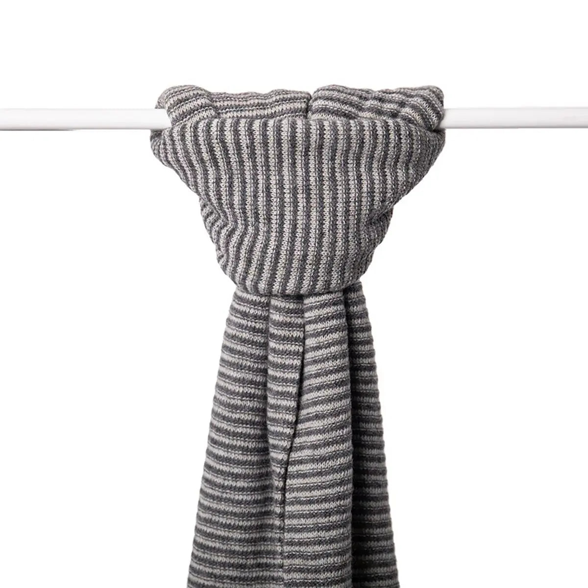 Ladies Lambswool Fine Stripe Scarf in Grey