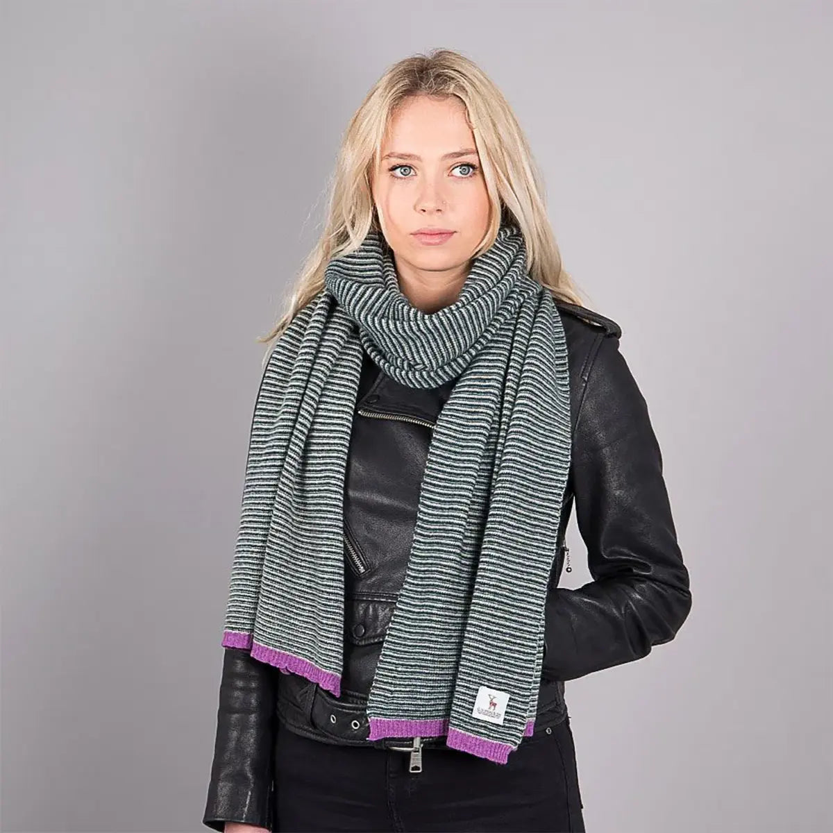 Ladies Lambswool Fine Stripe Scarf in Lugano