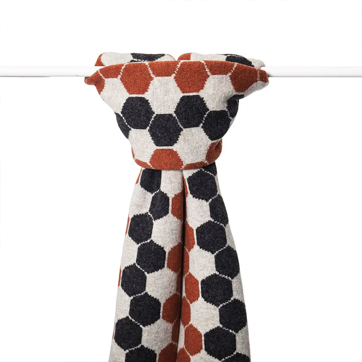 Ladies Lambswool Hexagon Scarf in Burnt Orange