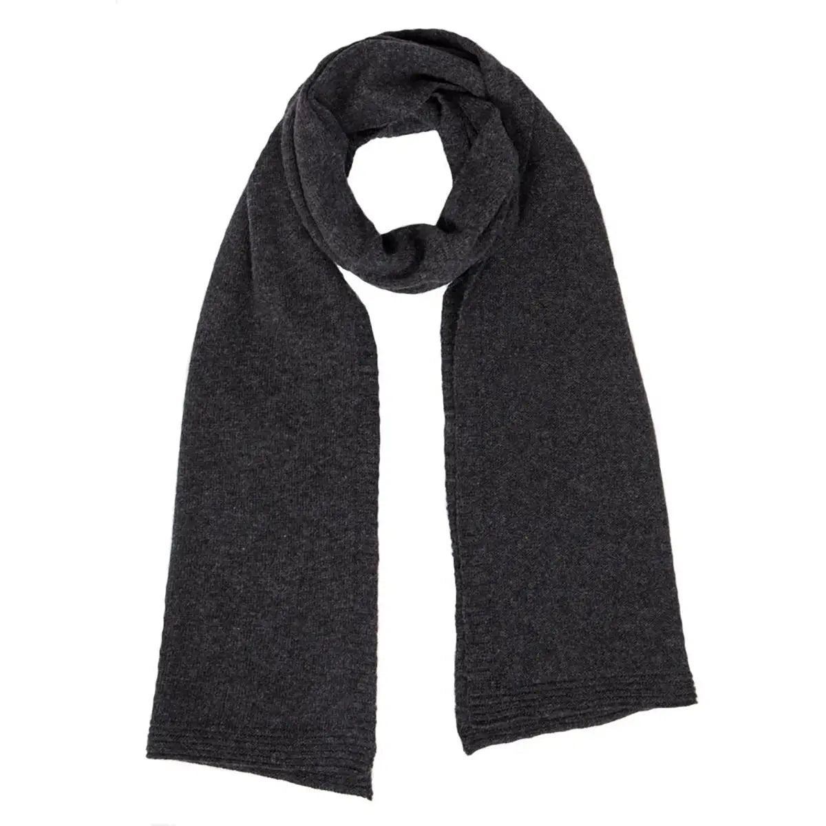 Ladies Lambswool Plain Knit Scarf in Charcoal