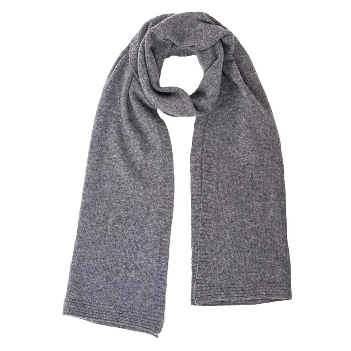 Ladies Lambswool Plain Knit Scarf in Derby Grey
