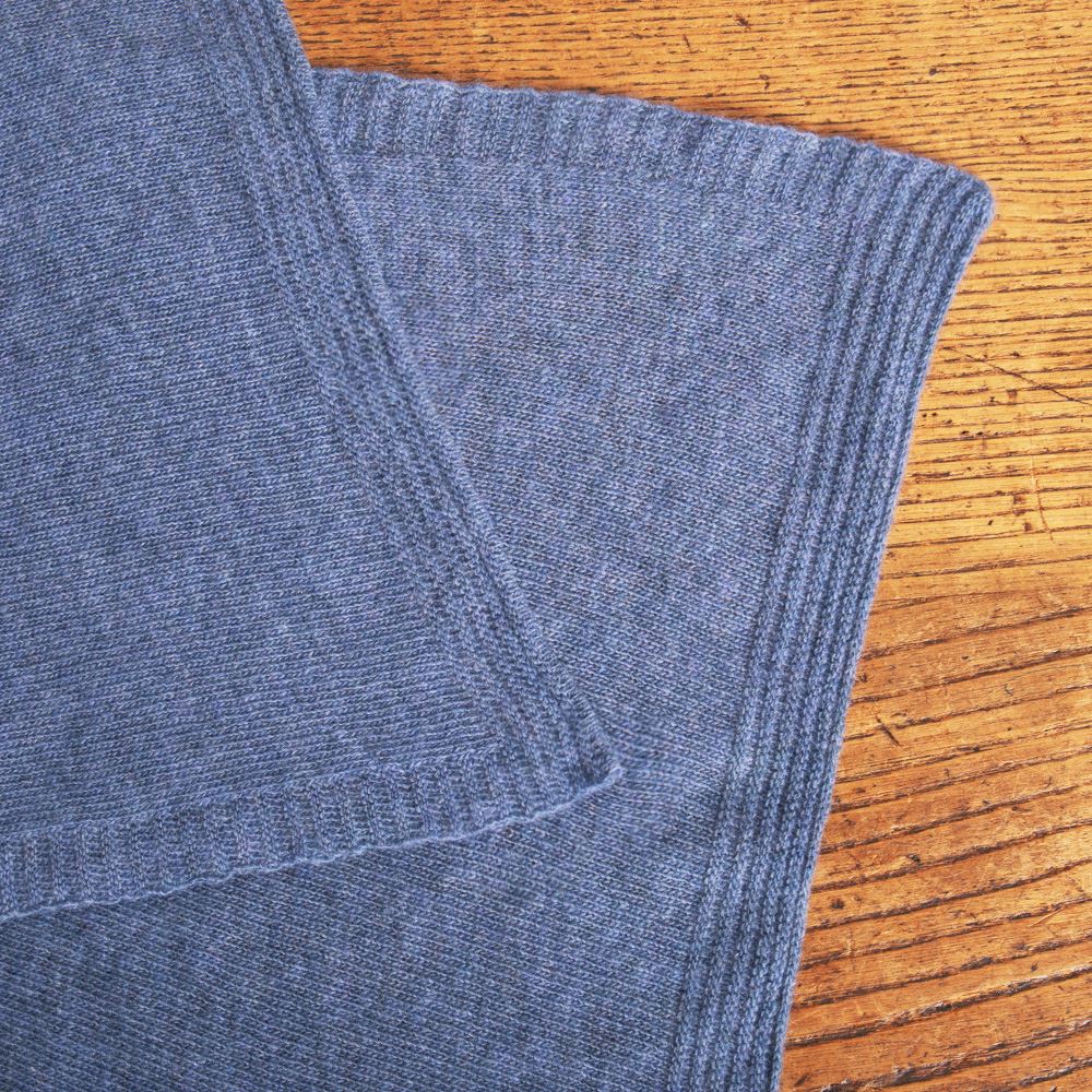 Lambswool Plain Knit Scarf in Jeans Blue