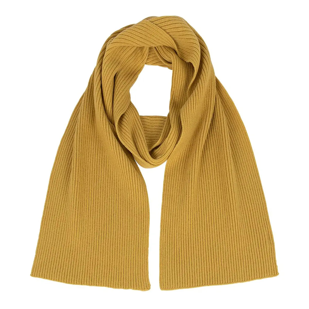 Lambswool Ribbed Scarf in Brass