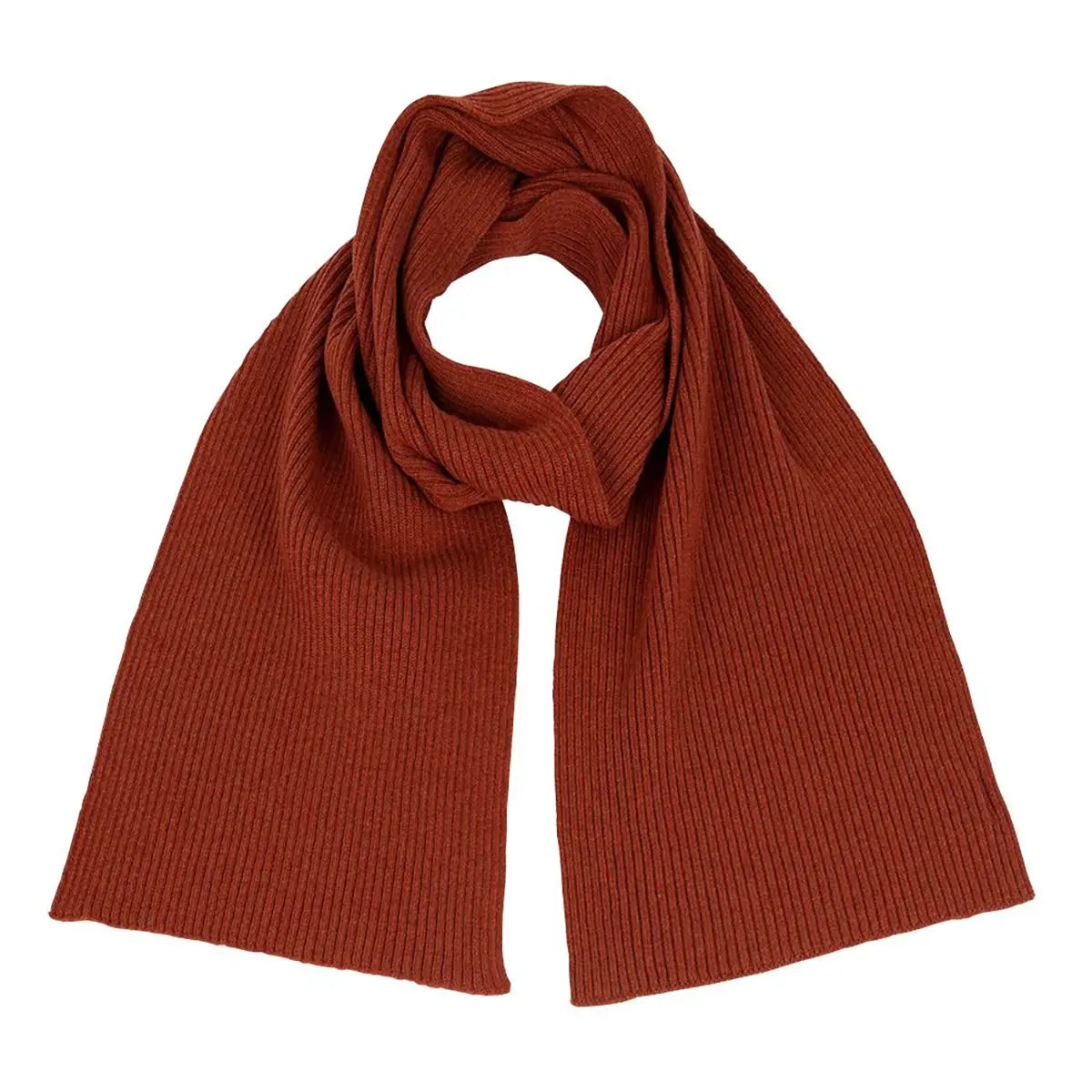 Lambswool Ribbed Scarf in Burnt Orange