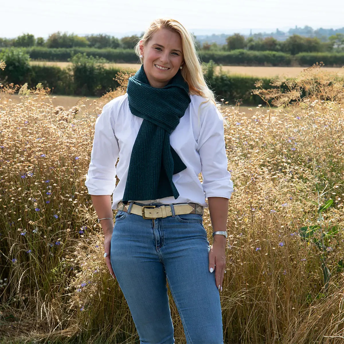 Lambswool Ribbed Scarf in Lugano