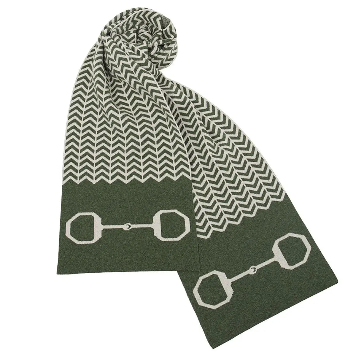 Lambswool Snaffle Bit Scarf in Moss