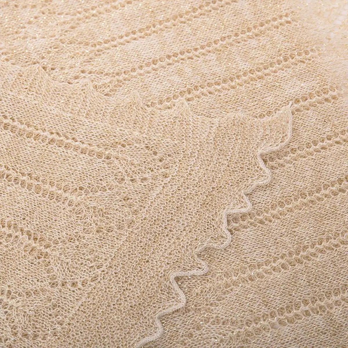 Pretty Wool Glitter Stole in Natural and Gold Detail