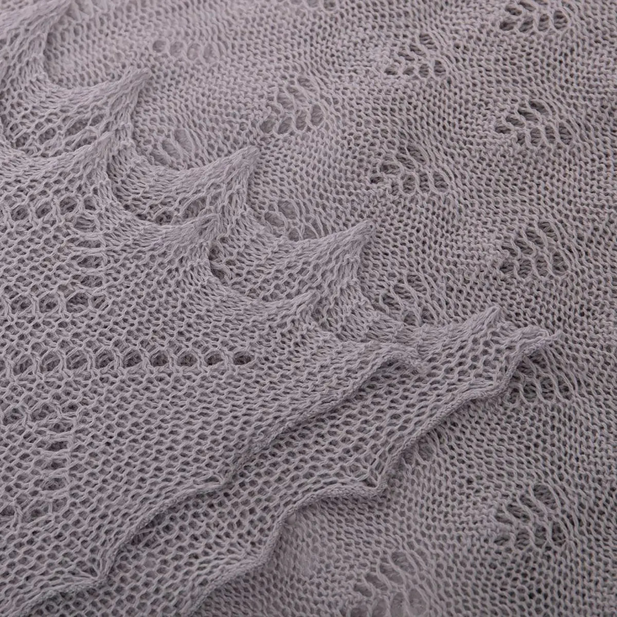 Classic Shetland Style Merino Wool Shawl in Grey Detail