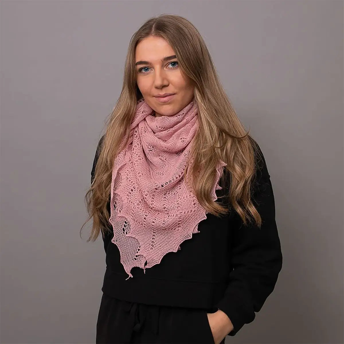 Classic Shetland Style Merino Wool Shawl in Mushroom